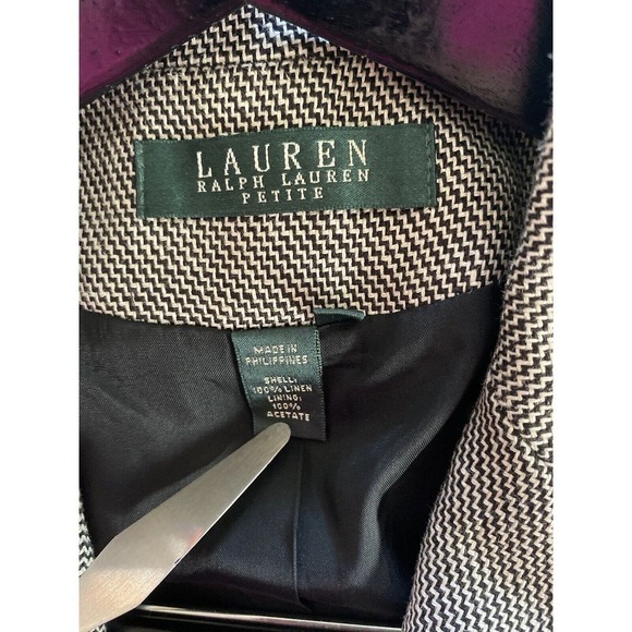 LRL Lauren Ralph Lauren Gray Linen Blazer Jacket 4 Button Lined Size 10P Petite - Picture 3 of 14